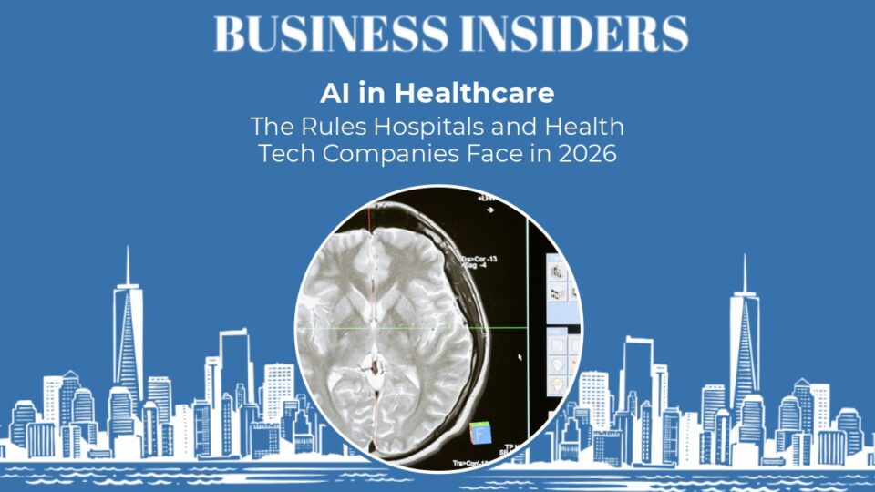 Brain MRI scan displayed on a computer monitor, representing AI in medical imaging
