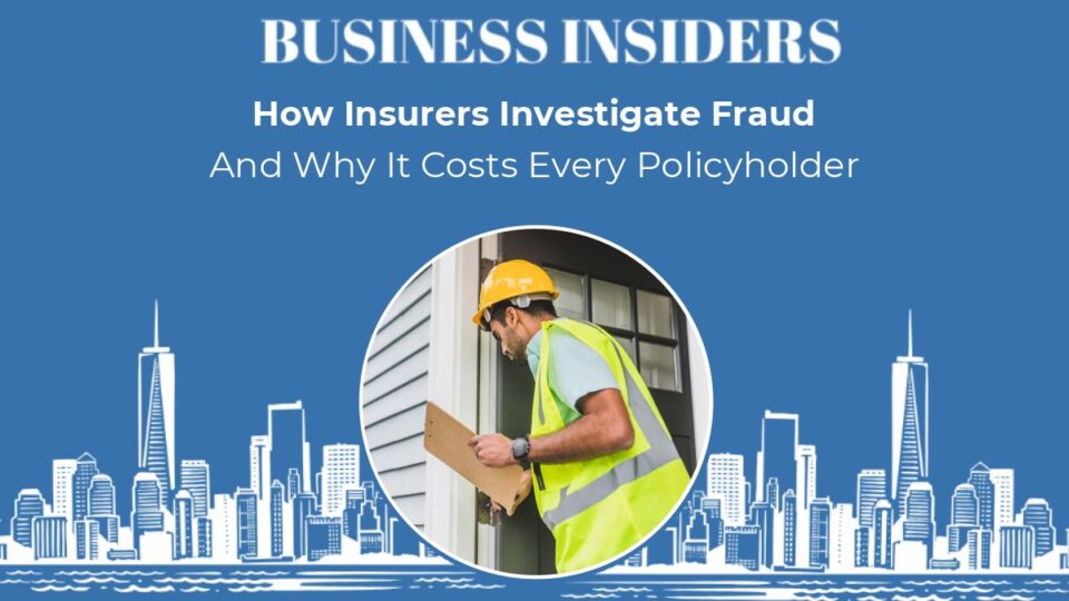 Insurance inspector with a clipboard assessing a property during a claim investigation